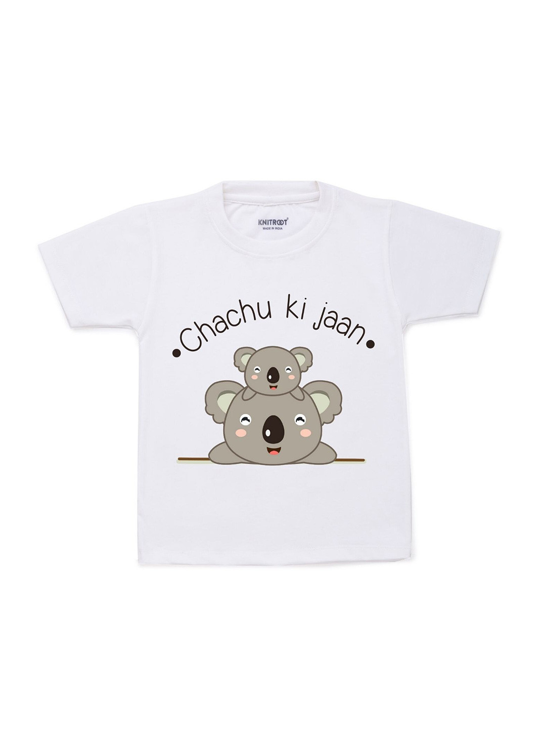 

KNITROOT Kids White Printed Cotton T-shirt