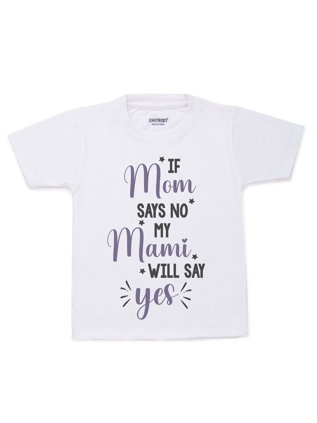 

KNITROOT Kids White Typography Printed Cotton T-shirt