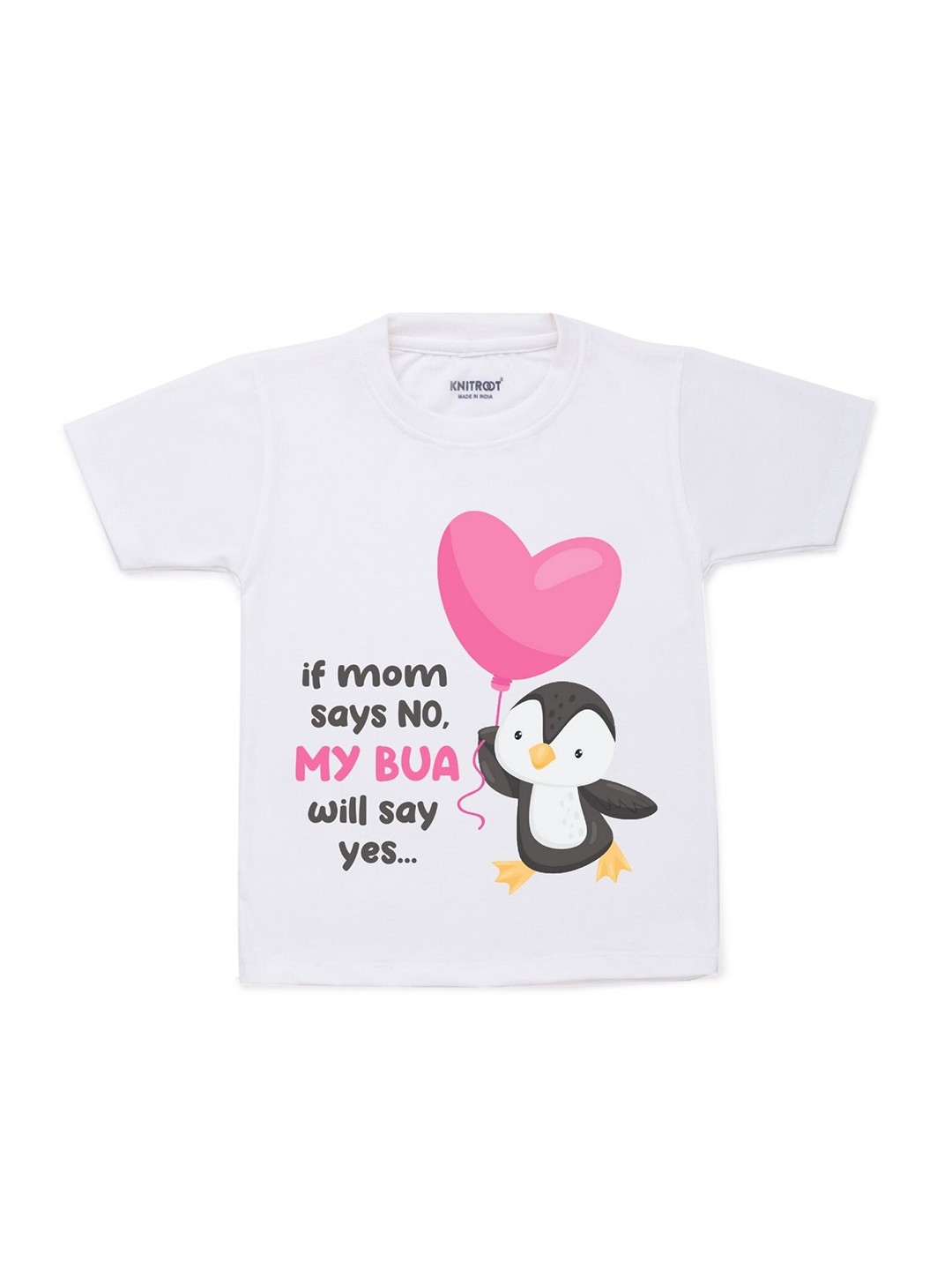 

KNITROOT Kids White & Pink Typography Printed Cotton T-shirt