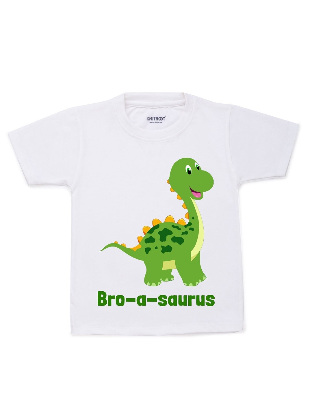 

KNITROOT Kids White & Green Printed Cotton T-shirt
