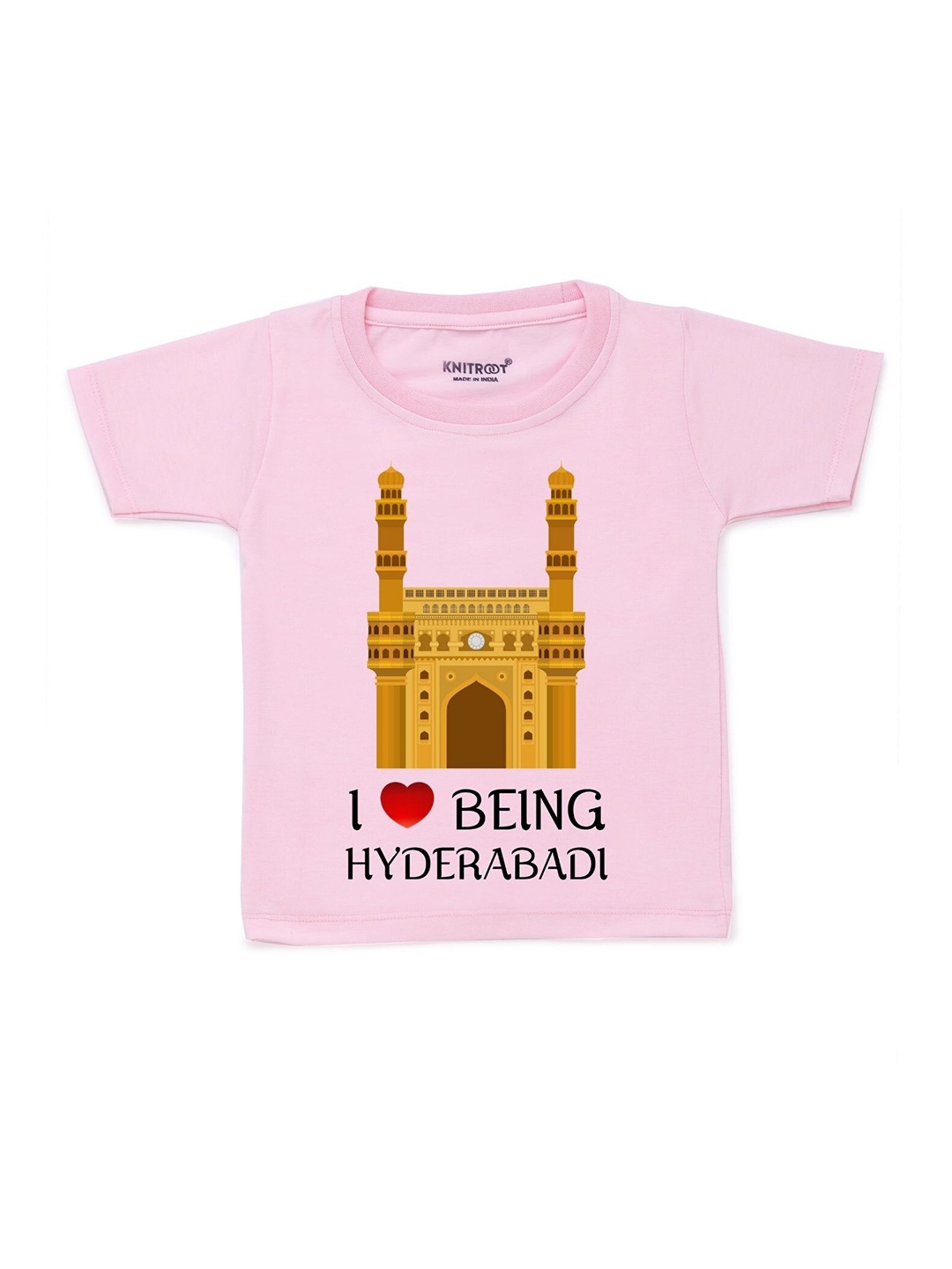 

KNITROOT Kids Pink Typography Printed Cotton T-shirt