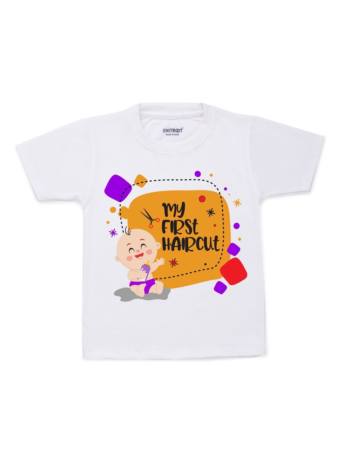 

KNITROOT Kids White Printed Cotton T-shirt