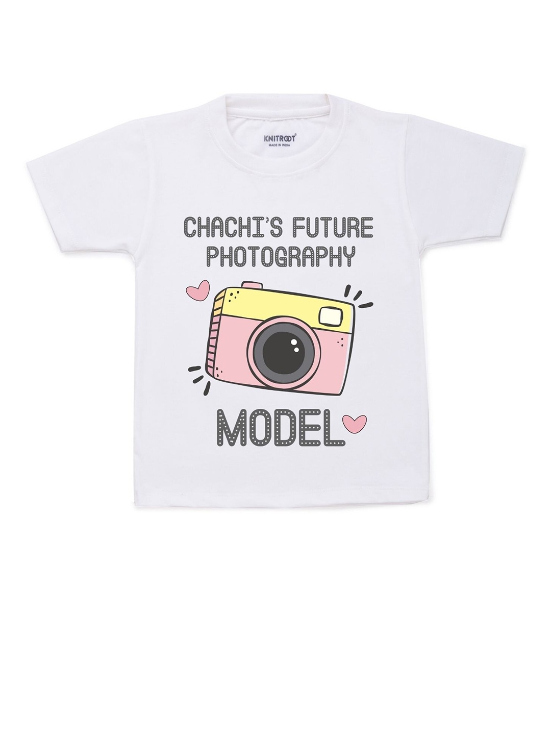 KNITROOT Kids White Typography Printed T-shirt