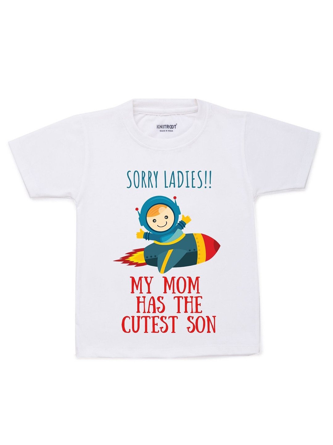 

KNITROOT Kids White Typography Printed Cotton T-shirt