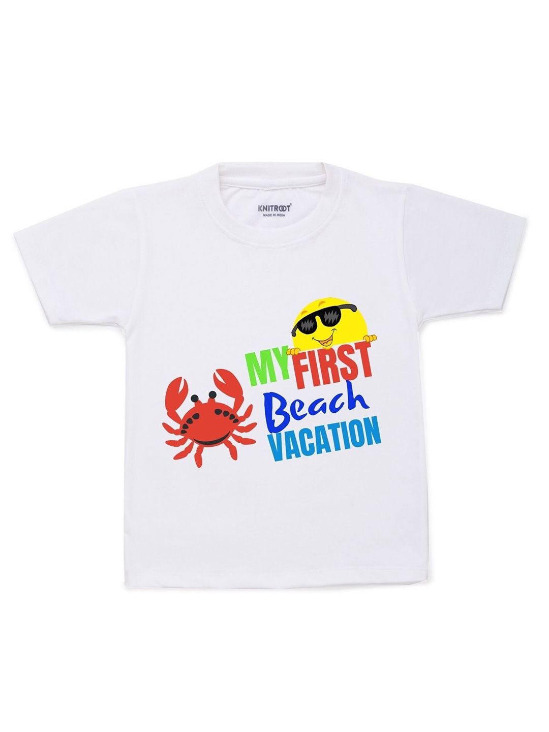 KNITROOT Kids White Typography Printed T-shirt