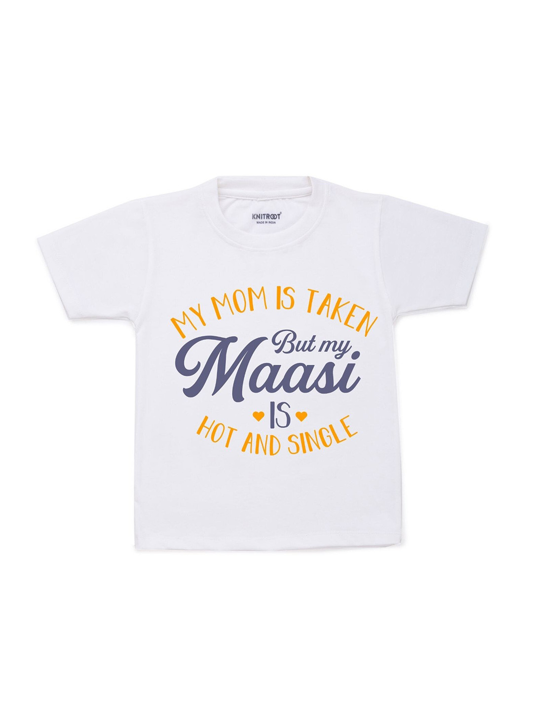 

KNITROOT Kids White Typography Printed T-shirt