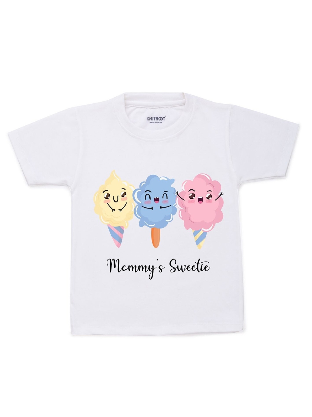 

KNITROOT Kids White Printed Cotton T-shirt