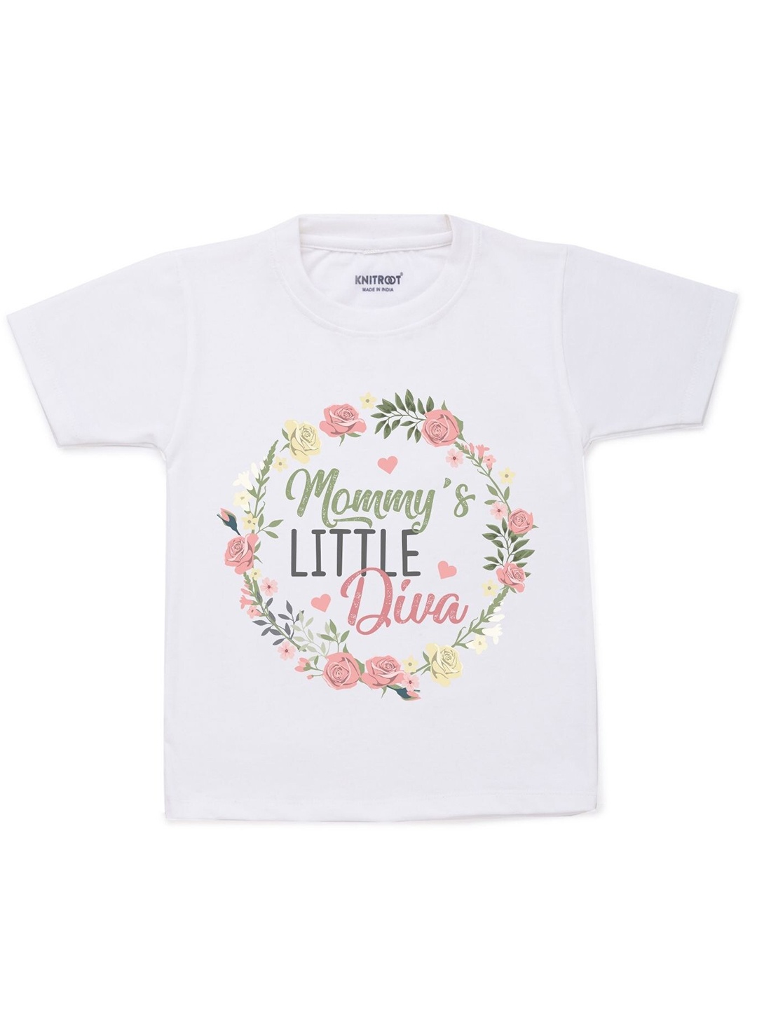 

KNITROOT Kids White Printed Cotton T-shirt