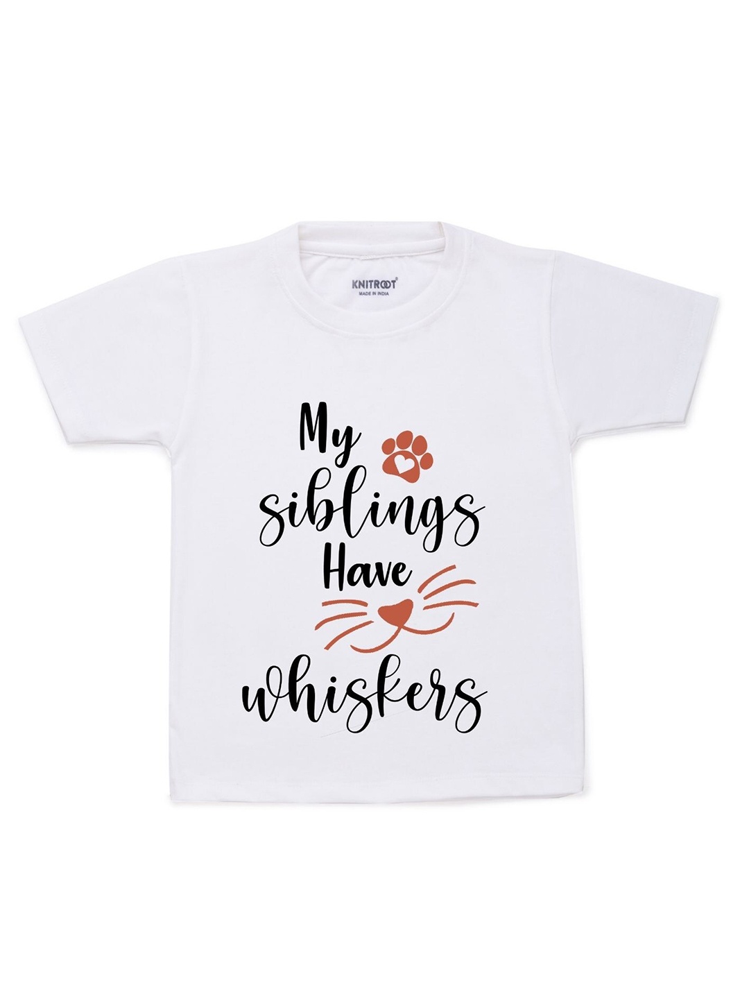 KNITROOT Kids White Typography Printed T-shirt