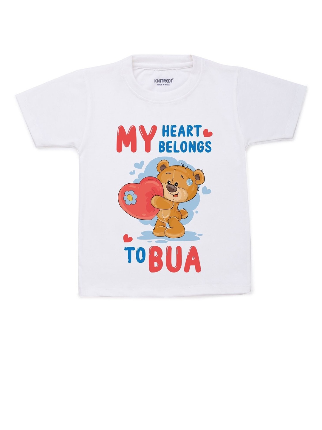 

KNITROOT Kids White & Red Typography Printed Cotton T-shirt