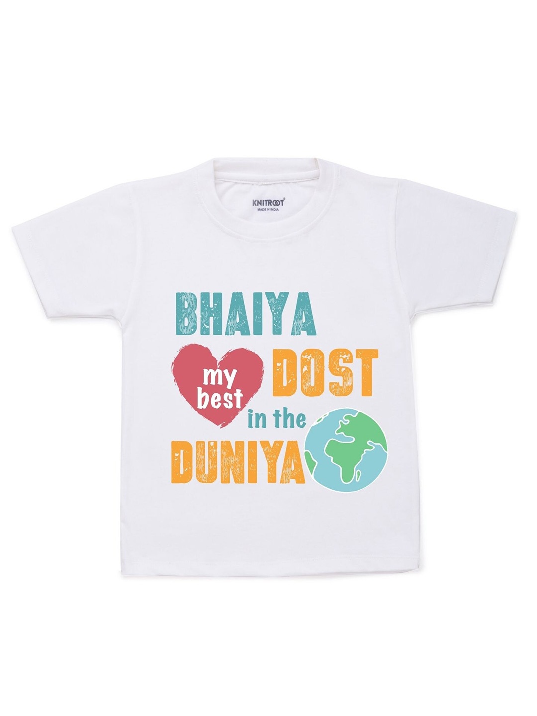 

KNITROOT Kids White Typography Printed T-shirt