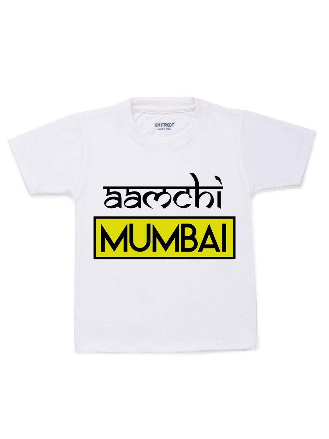 

KNITROOT Kids White & Yellow Typography Printed T-shirt