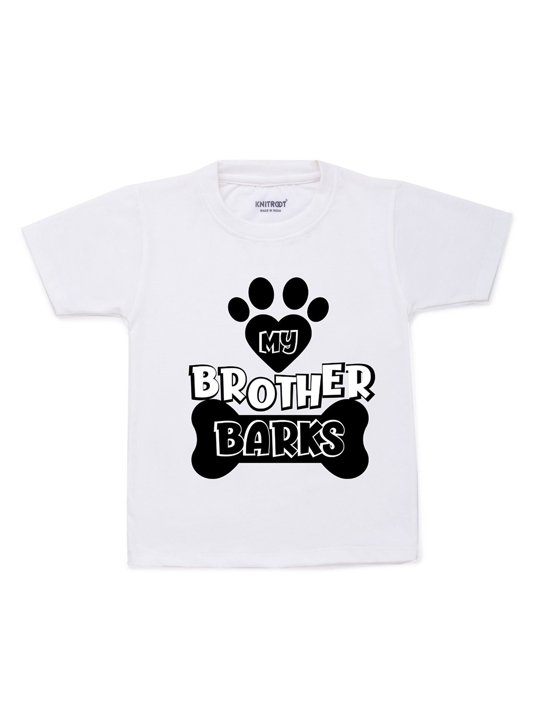 

KNITROOT Kids White Printed Cotton T-shirt