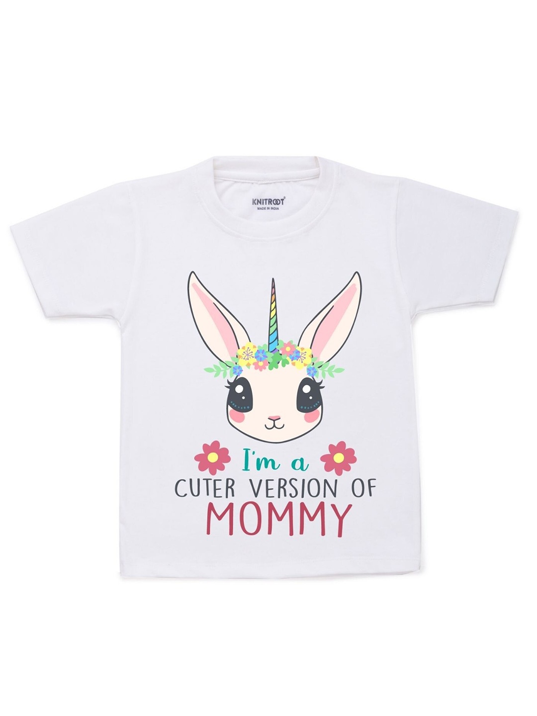 

KNITROOT Kids White Typography Printed T-shirt