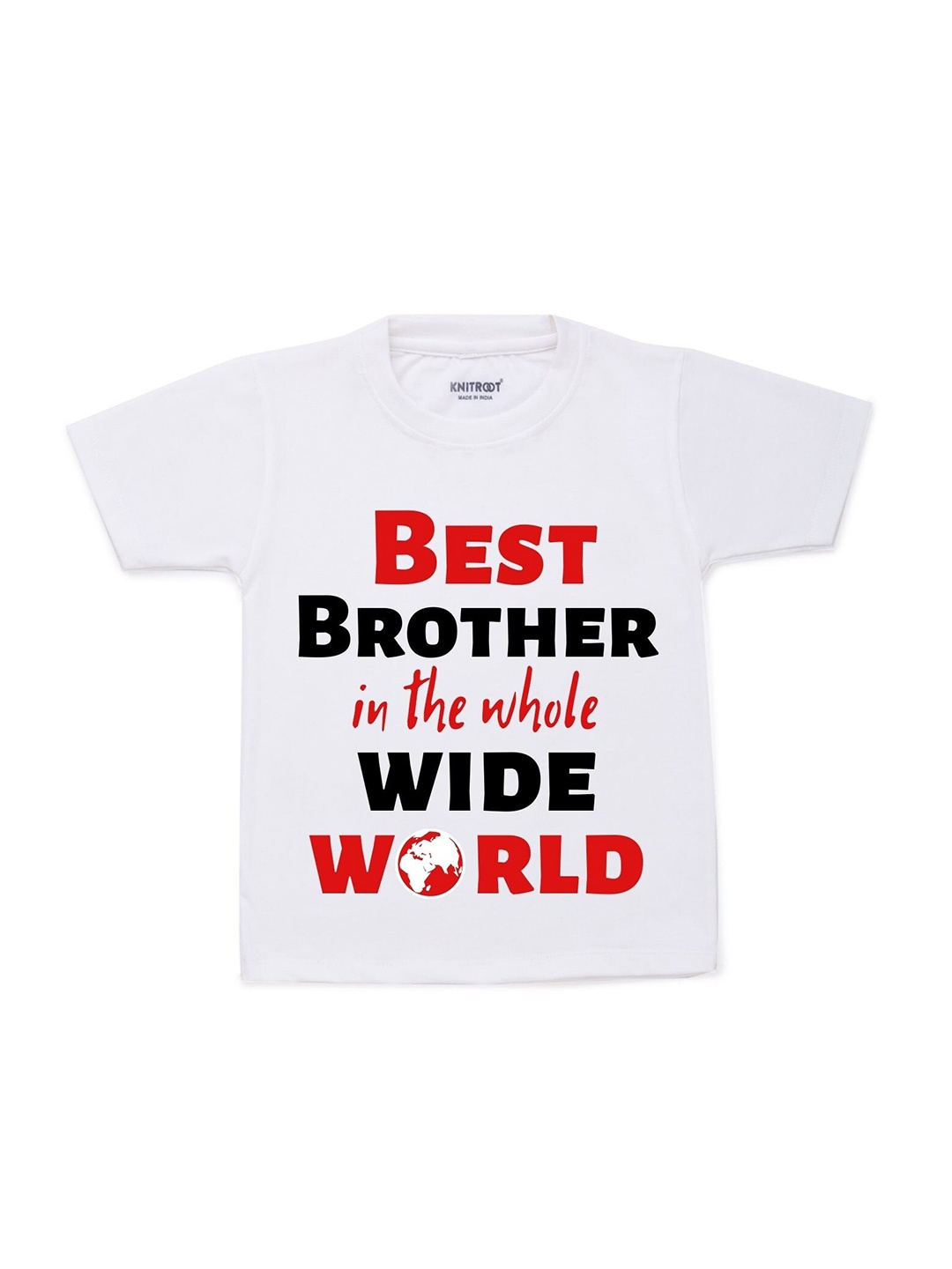 

KNITROOT Kids White Typography Printed T-shirt