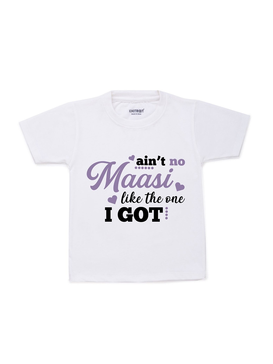 

KNITROOT Kids White Typography Printed T-shirt