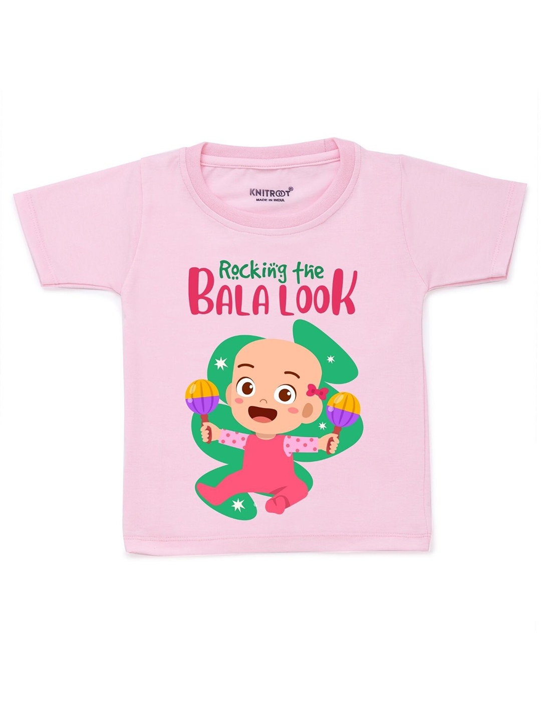 

KNITROOT Kids Pink Printed Cotton T-shirt