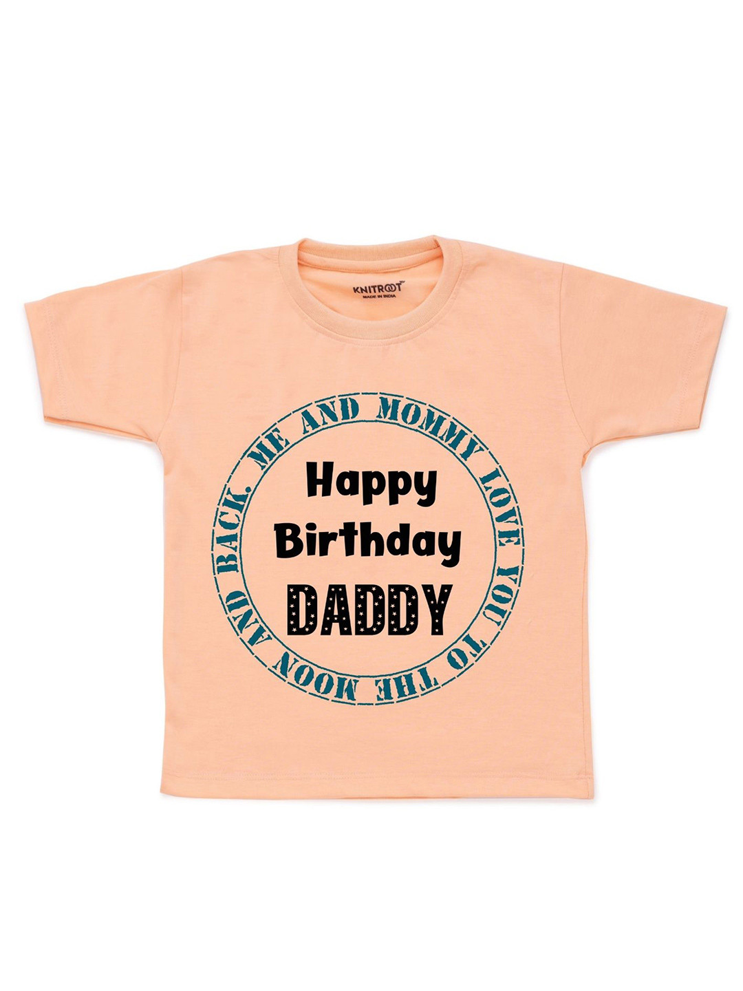 

KNITROOT Kids Peach-Coloured & Black Typography Printed Cotton T-shirt