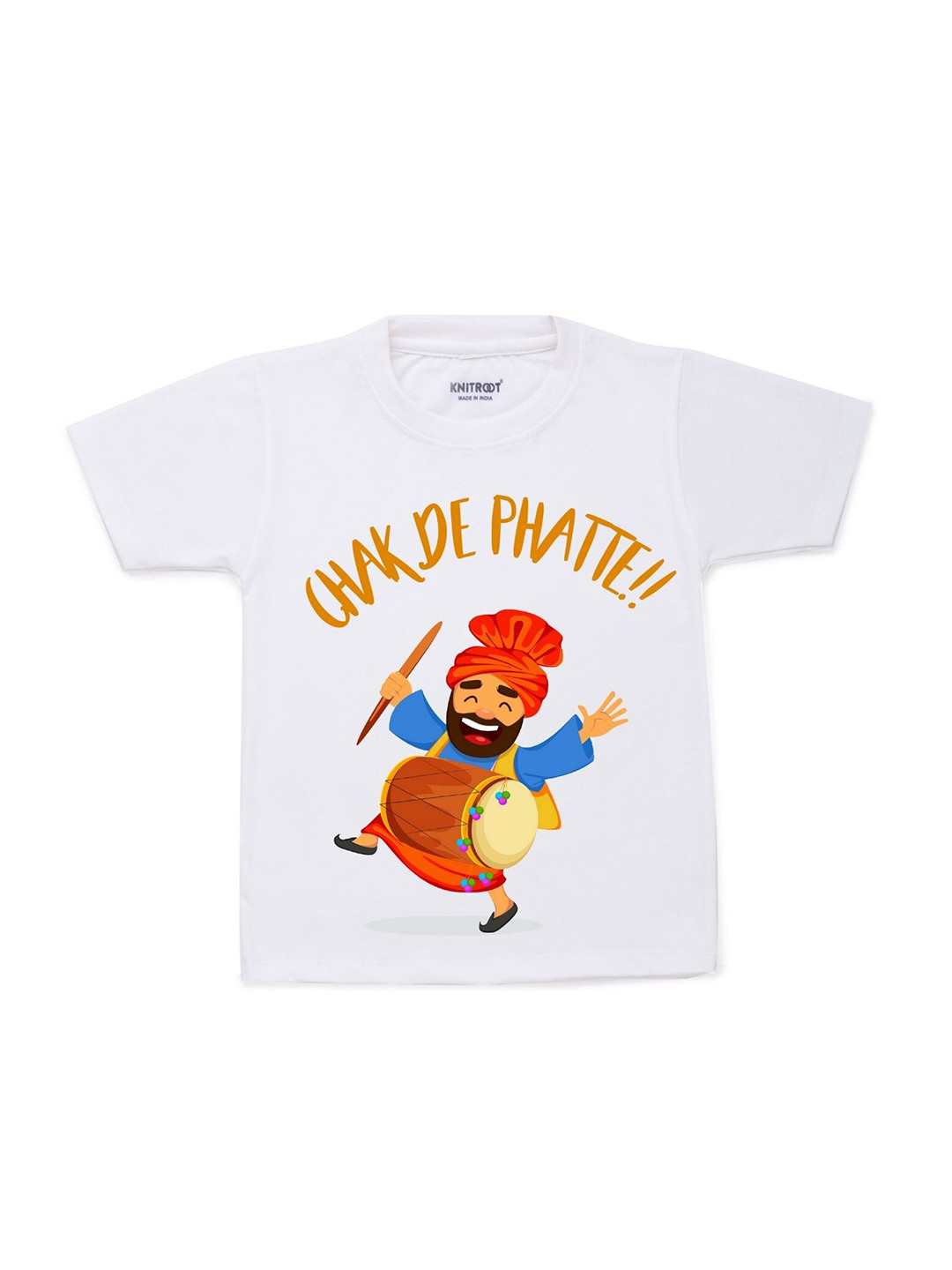 

KNITROOT Kids White Printed Cotton T-shirt