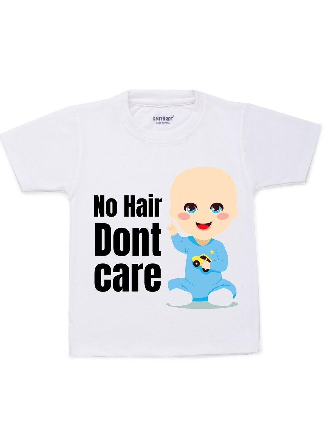

KNITROOT Kids White & Black Typography Printed Cotton T-shirt