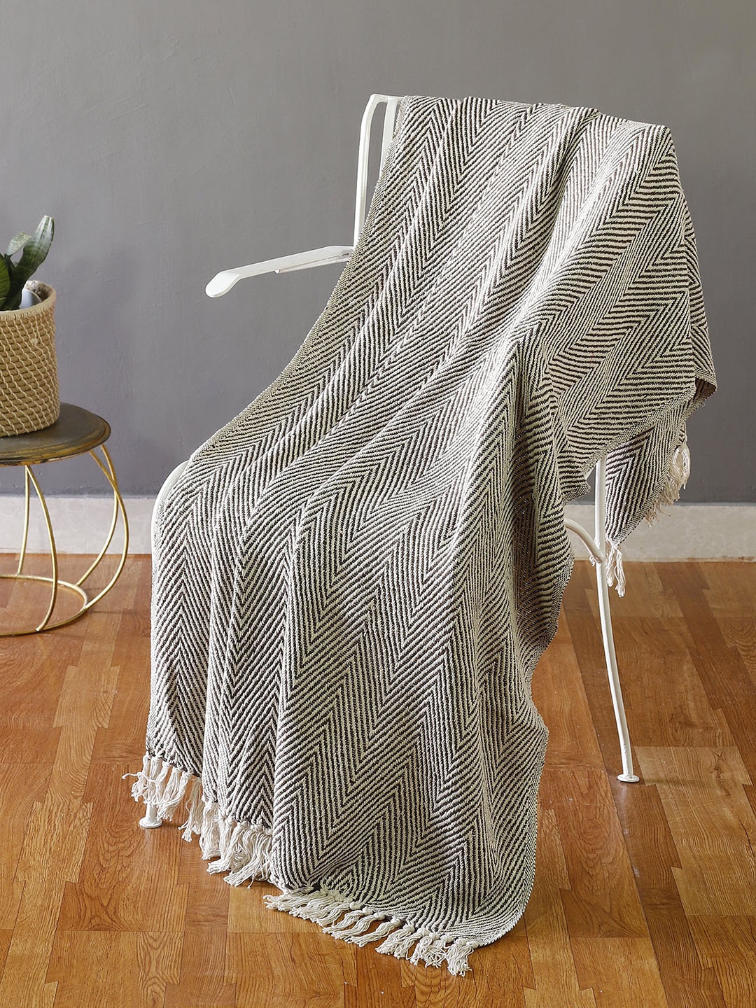 

HANDICRAFT PALACE Brown Self-Design Pure Cotton Throw