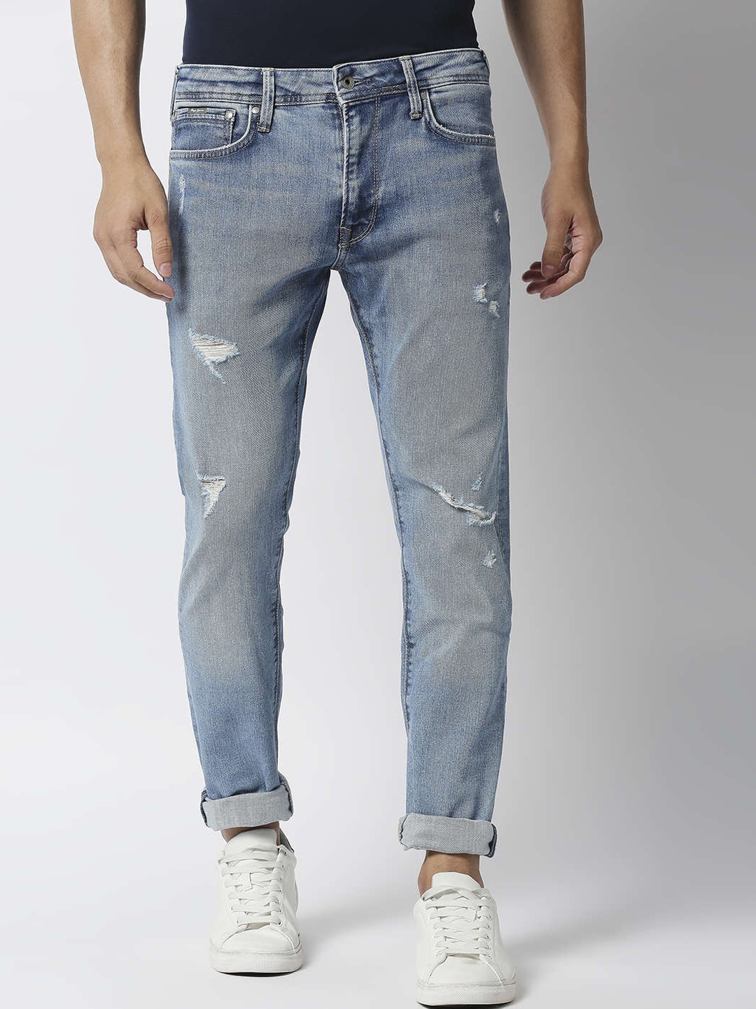 

Pepe Jeans Men Mildly Distressed Heavy Fade Jeans, Blue