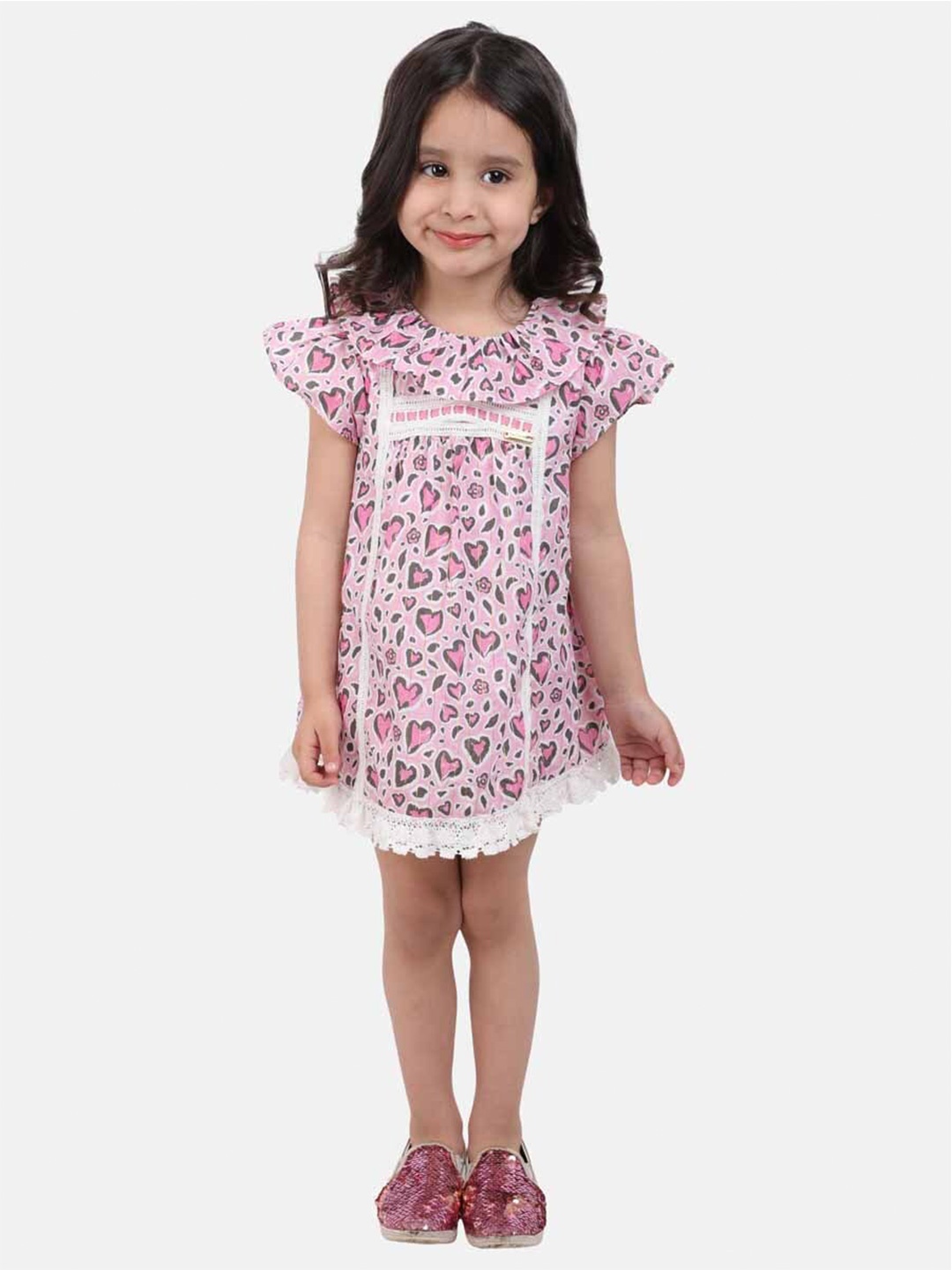 

One Friday Girls Pink Floral A-Line Cotton Dress