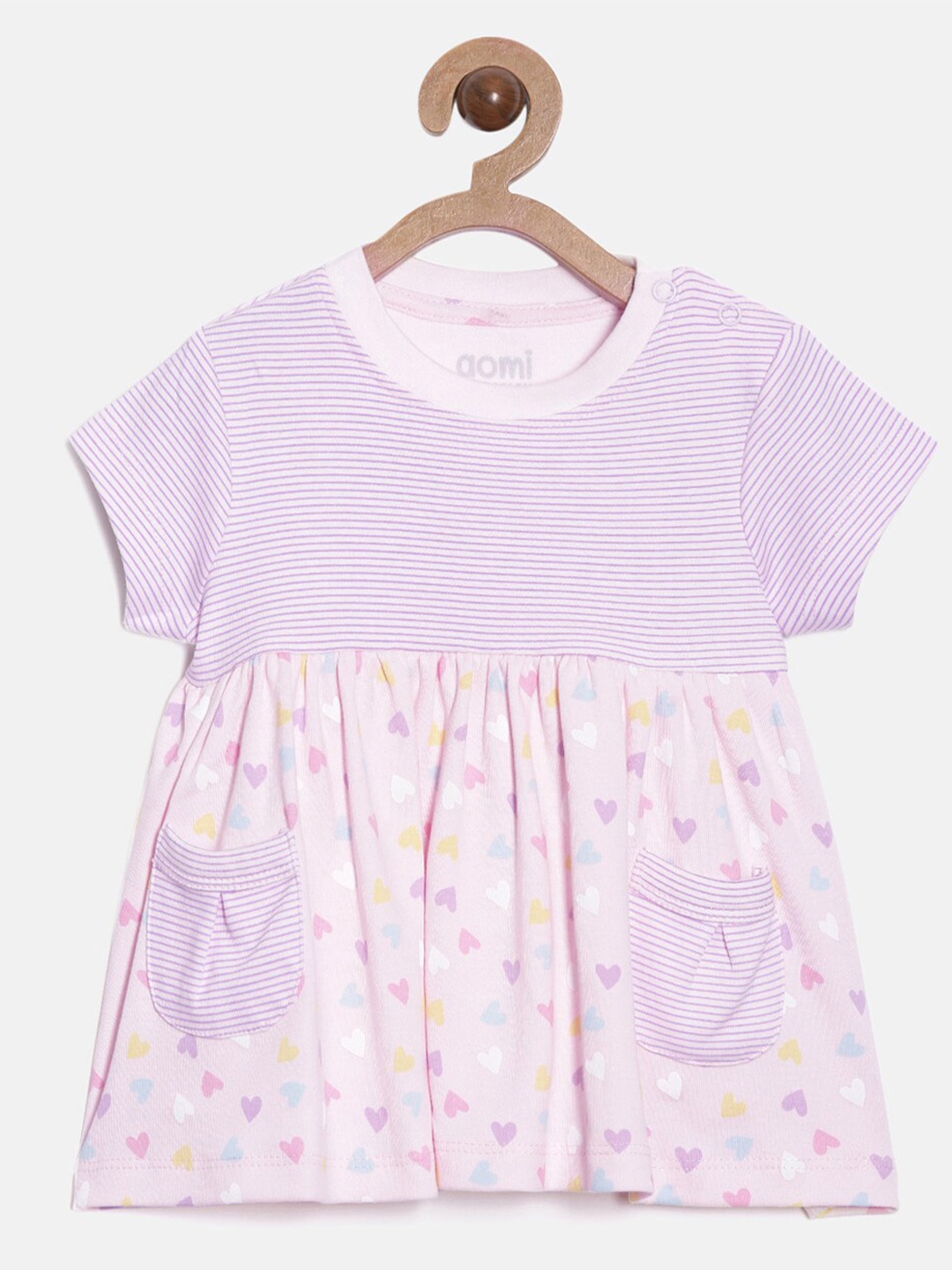 

Aomi Girls Lavender Graphic Printed Cotton A-Line Dress