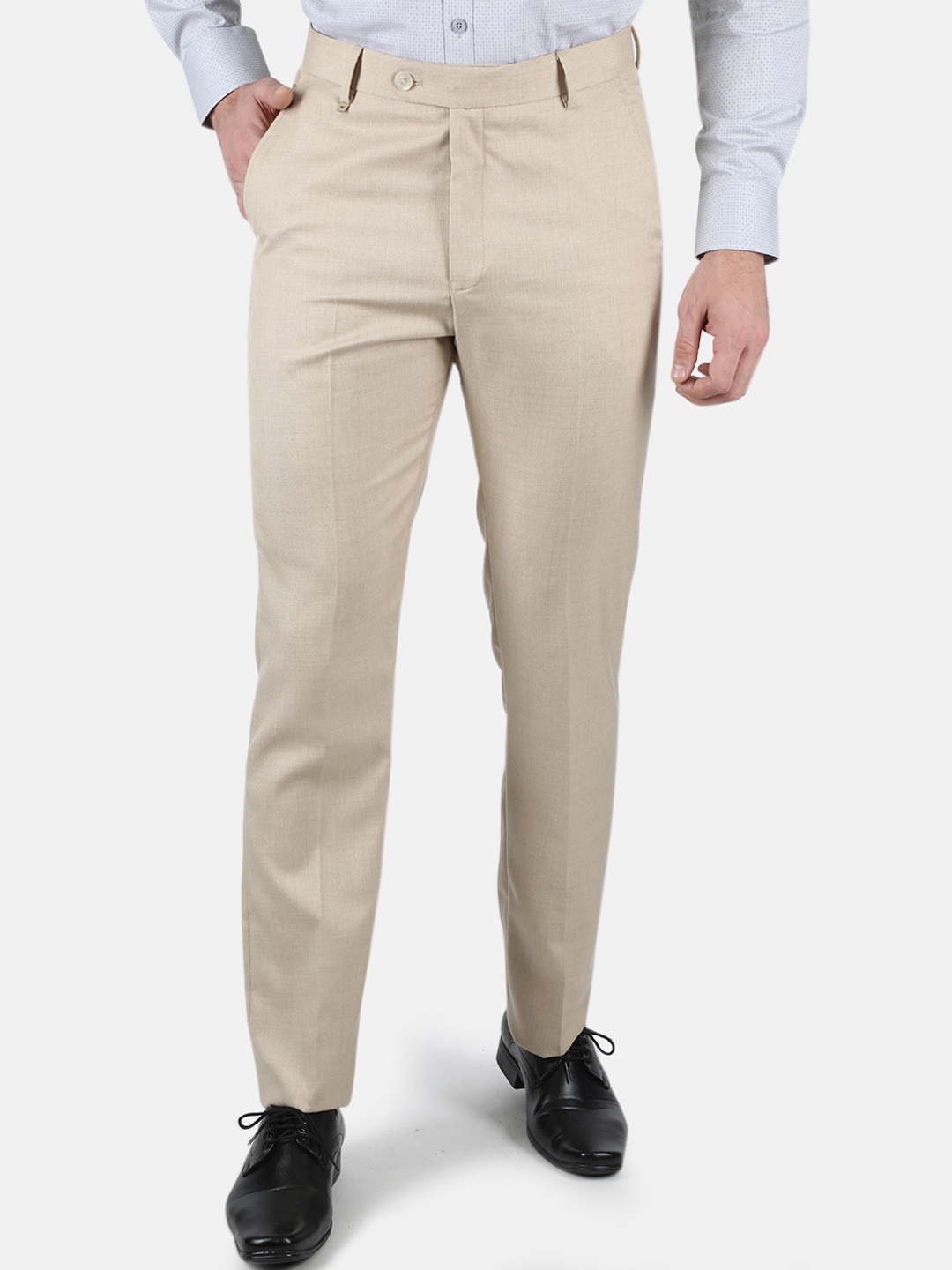 

Monte Carlo Men Beige Smart Straight Fit Formal Trousers