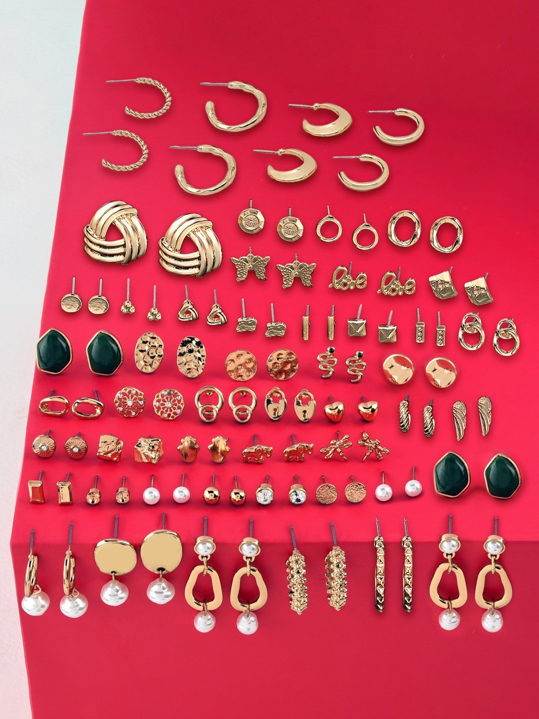 

AMI Set of 50 Gold-Toned Contemporary Studs & Drop Earrings