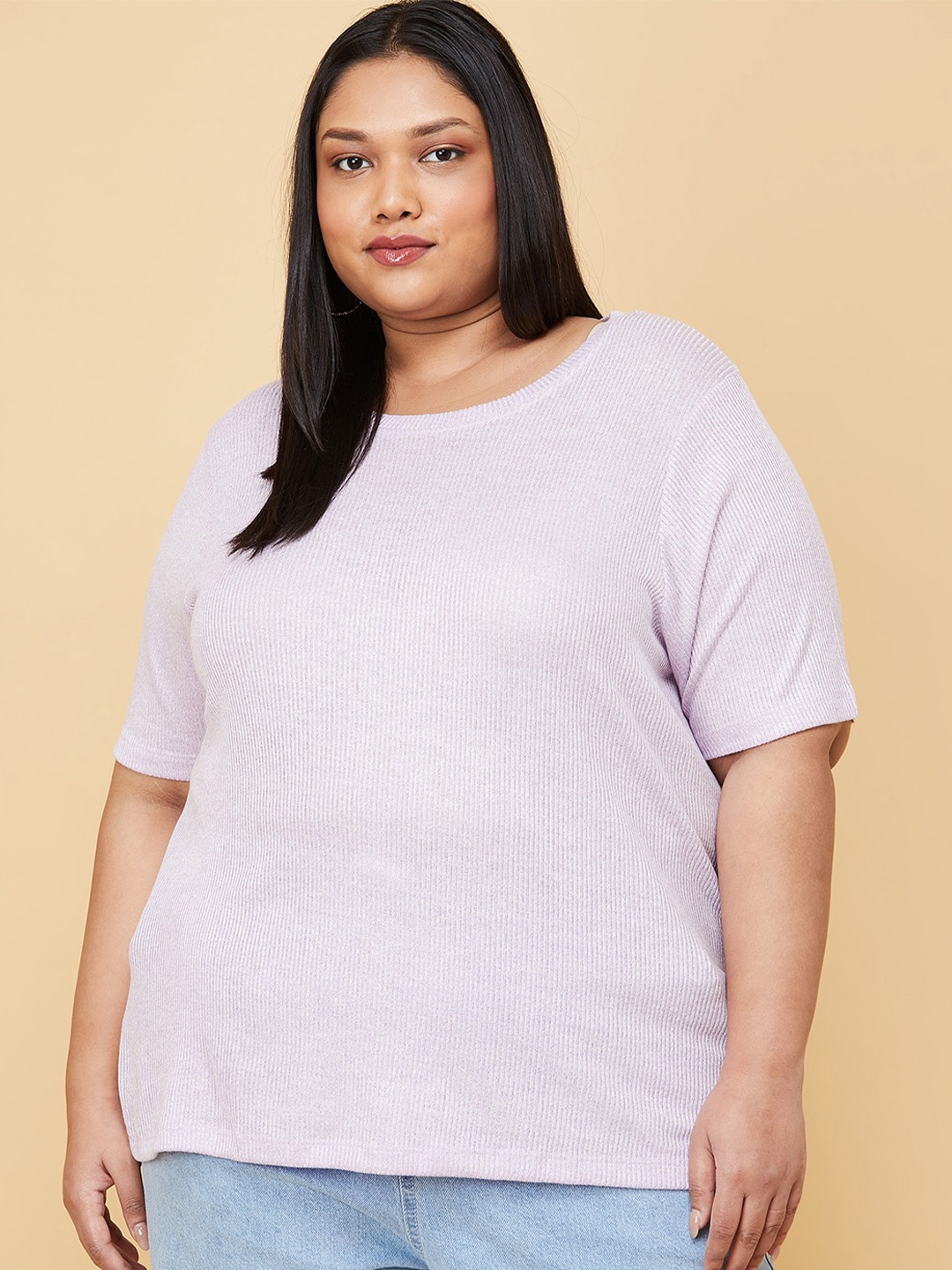 

max Women Plus Size Purple T-shirt
