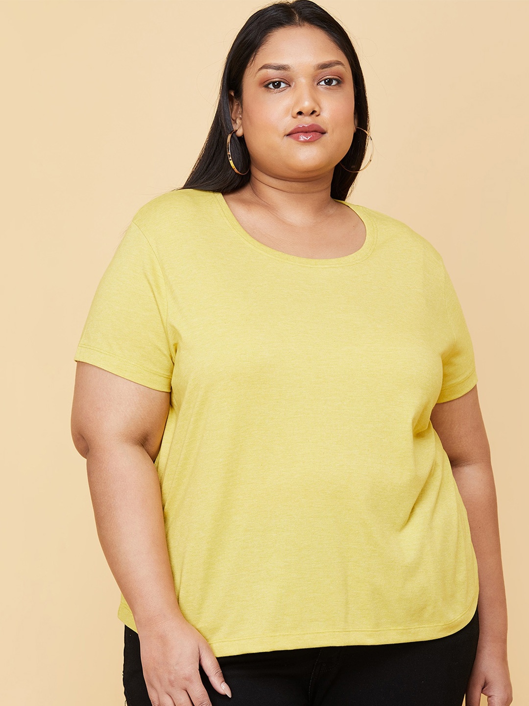 

max Plus Size Women Yellow T-shirt