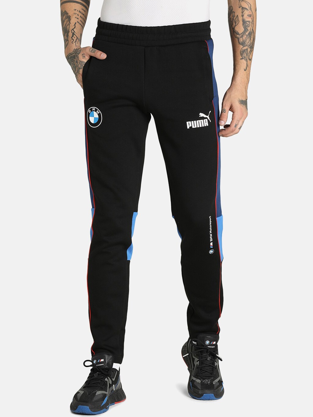 

PUMA Motorsport Men Black Solid Slim Fit Cotton Motorsports Track Pants