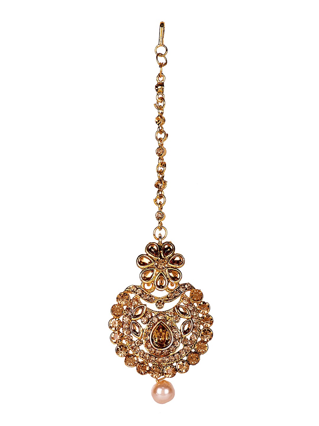 

ANIKAS CREATION Women Gold-Plated Kundan Embellished Maang Tikka
