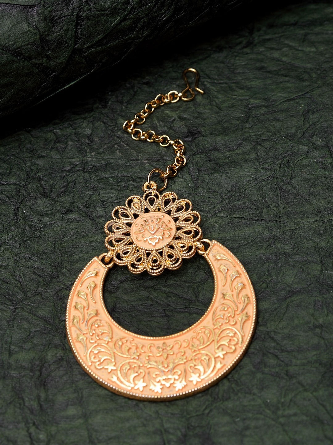 

ANIKAS CREATION Gold Plated Enamelled Maangtika