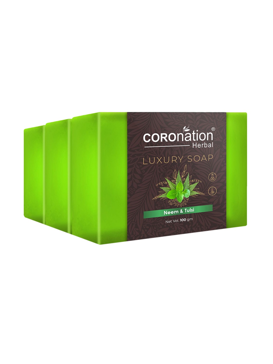 

COROnation Herbal Set of 3 Neem & Tulsi Luxury Soap - 100 g Each, Green