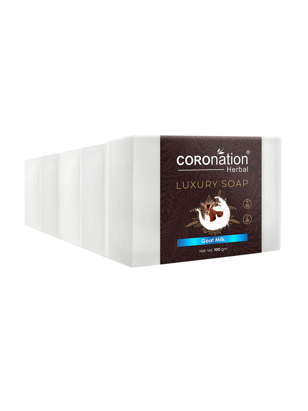

COROnation Herbal Set of 5 Goat Milk Luxury Soap - 100 g Each, Off white