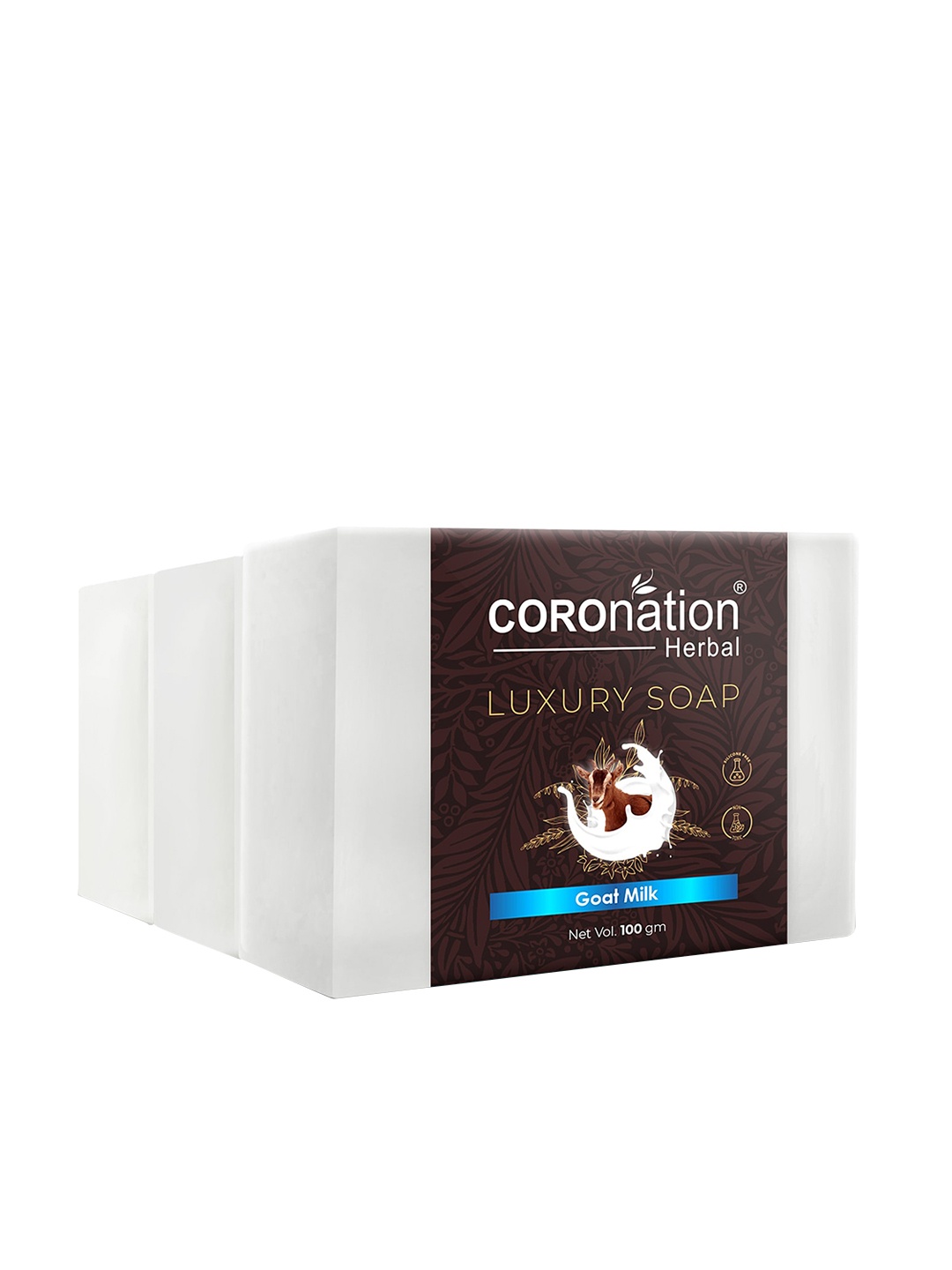 

COROnation Herbal Set of 3 Goat Milk Luxury Soaps - 100 g Each, Off white
