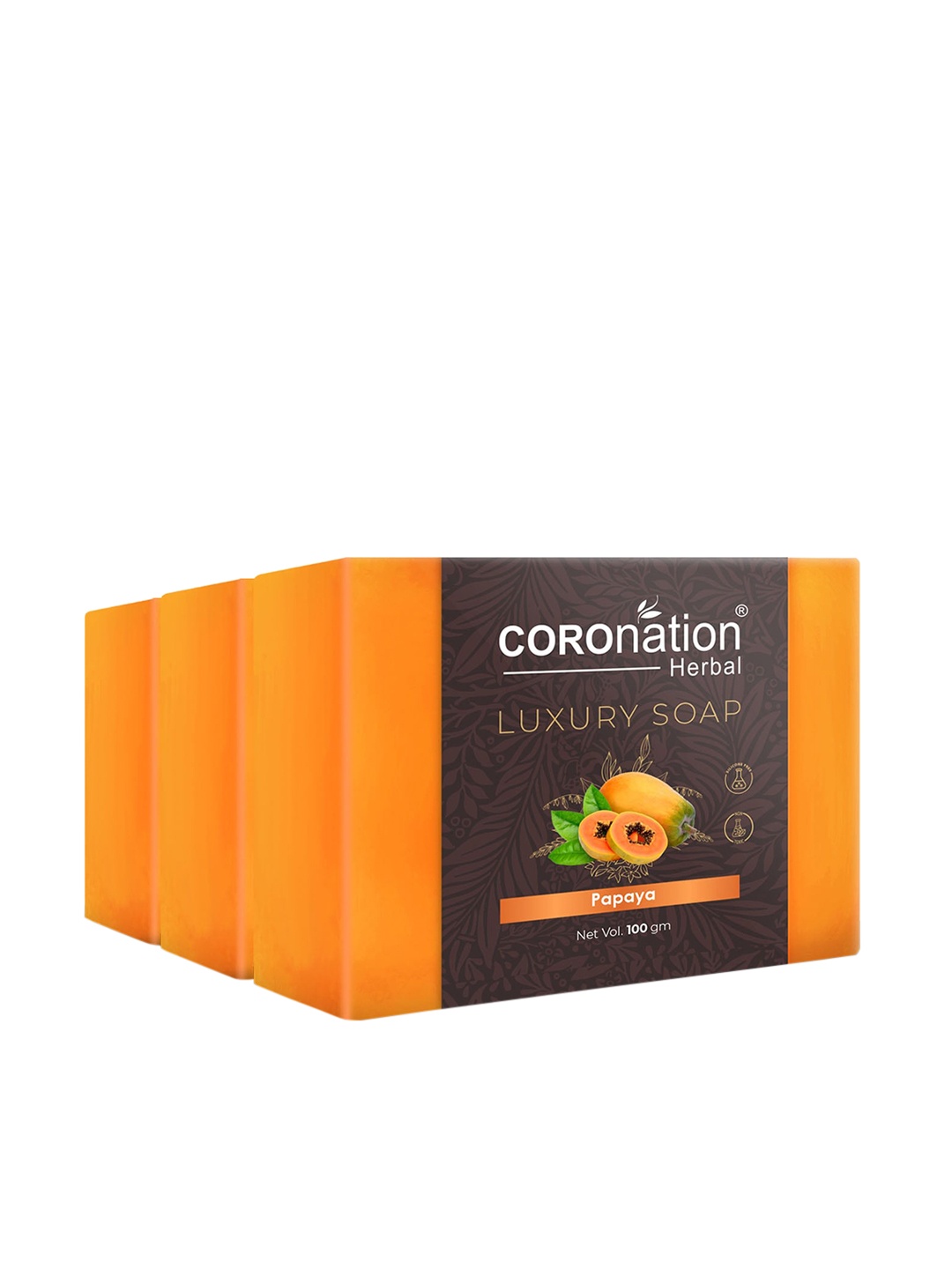 

COROnation Herbal Set of 3 Papaya Luxury Soaps - 100g each, Orange