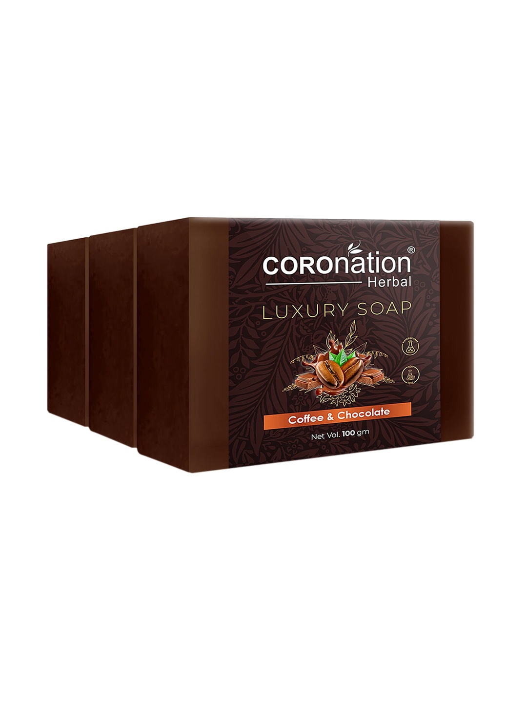 

COROnation Herbal Set of 3 Coffee & Chocolate Luxury Soaps - 100g each, Coffee brown