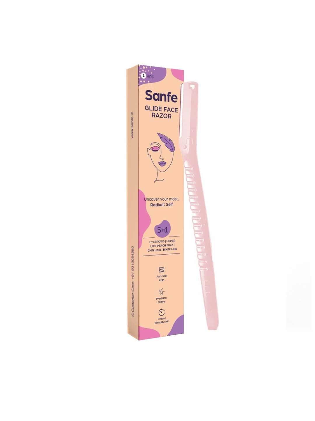 

Sanfe Glide Face Razor for Pain-Free Facial Hair Removal - Pink