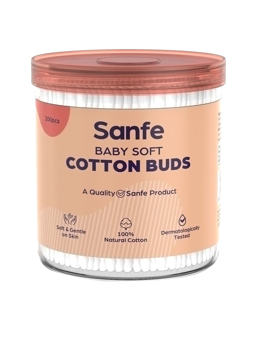 

Sanfe Baby Soft Cotton Buds for Ear Nose & Eyes Cleansing - 200 Pieces, White