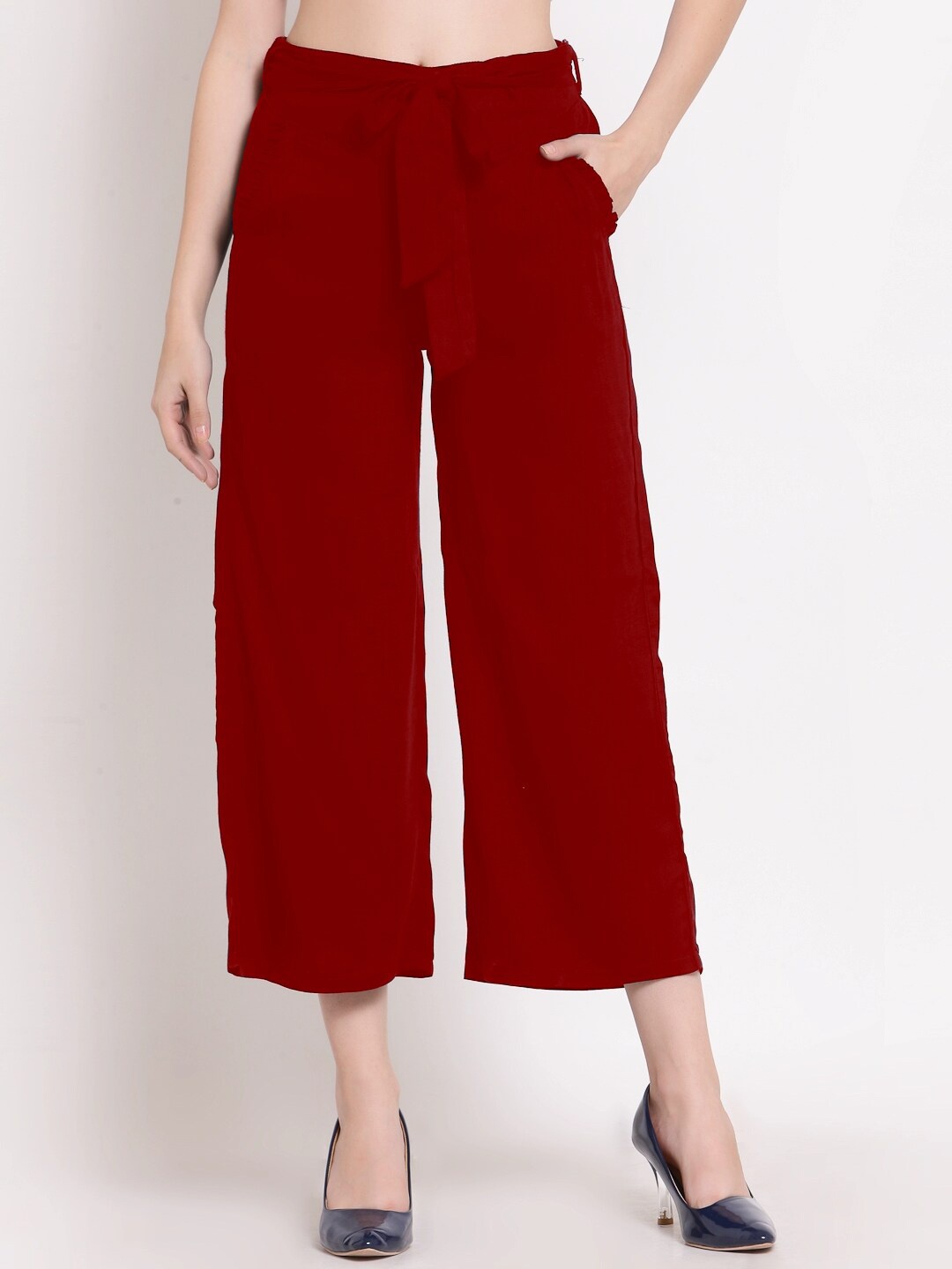 

PATRORNA Women Relaxed Culottes Trousers, Maroon