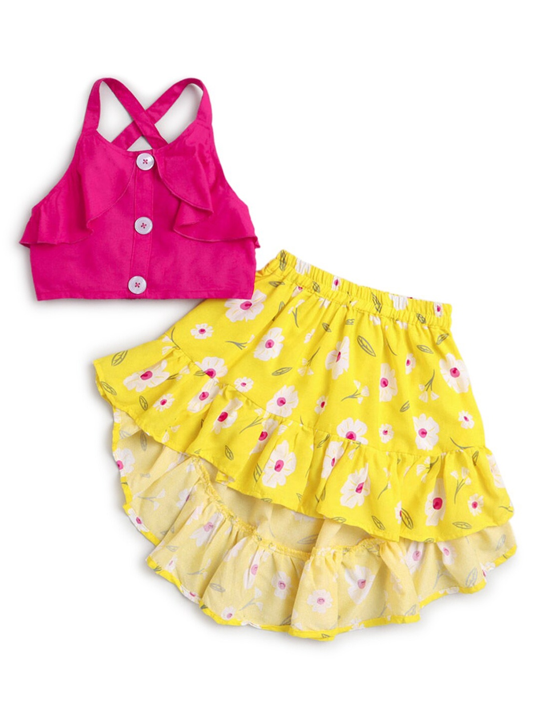 

Hopscotch Girls Yellow & Pink Top with Skirt
