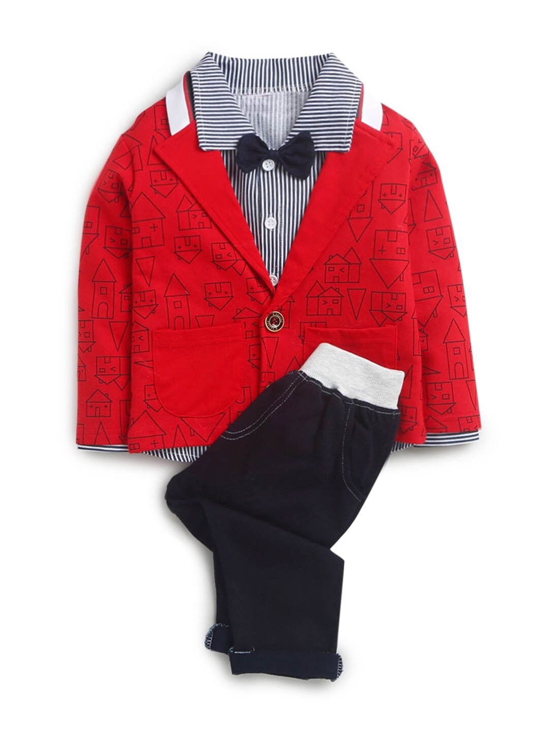 

Hopscotch Boys Red & Navy Blue Striped Shirt and Trousers with a Waistcoat