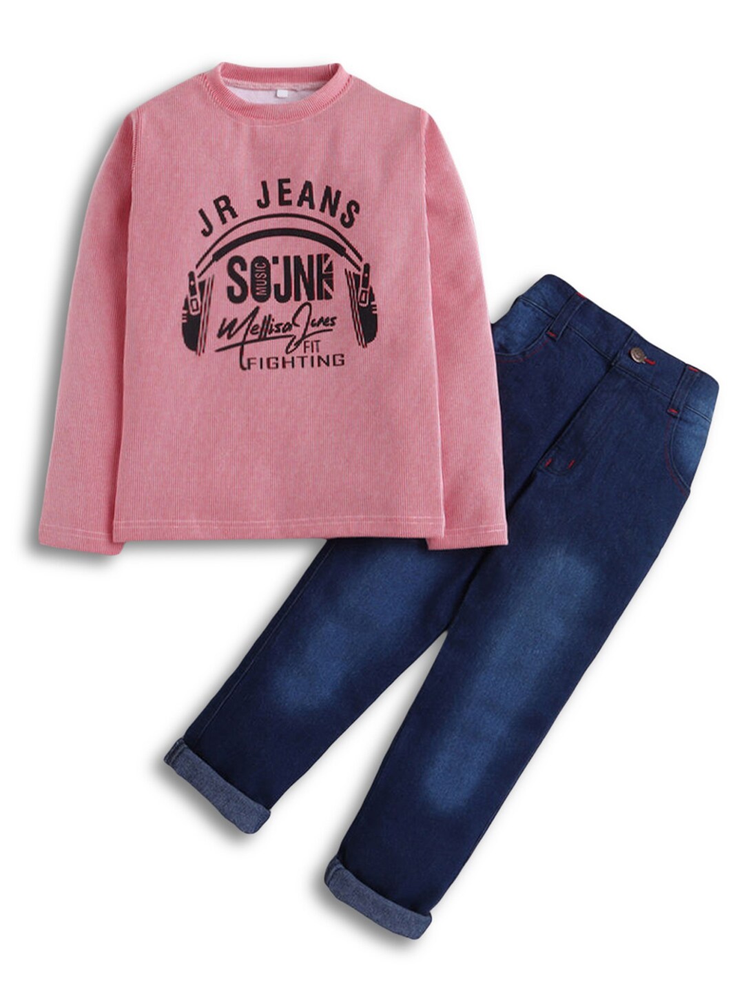 

Hopscotch Boys Pink & Blue Printed T-shirt with Trousers
