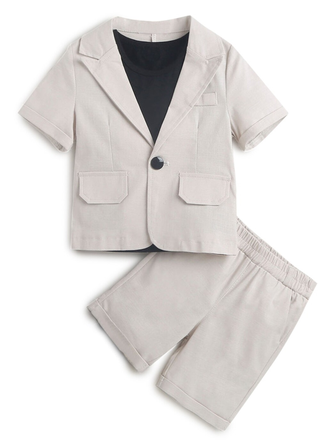 

Hopscotch Boys Beige & Black T-shirt with Shorts With Coat
