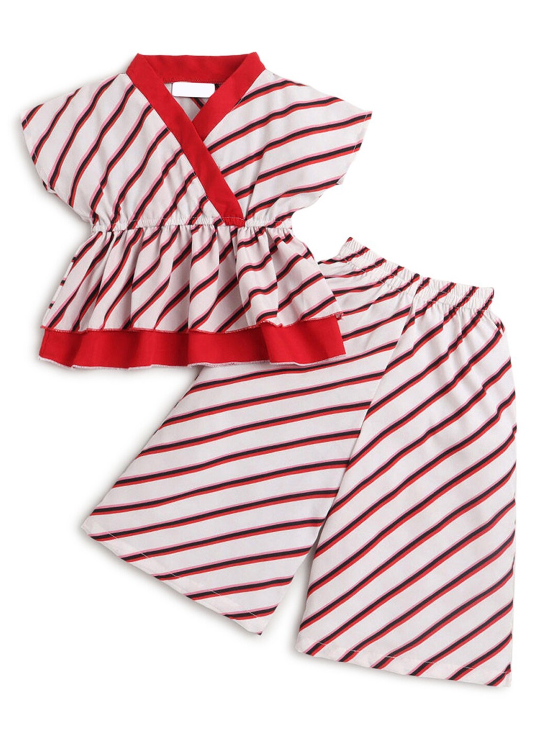 

Hopscotch Girls Off-White & Red Striped Top with Trousers