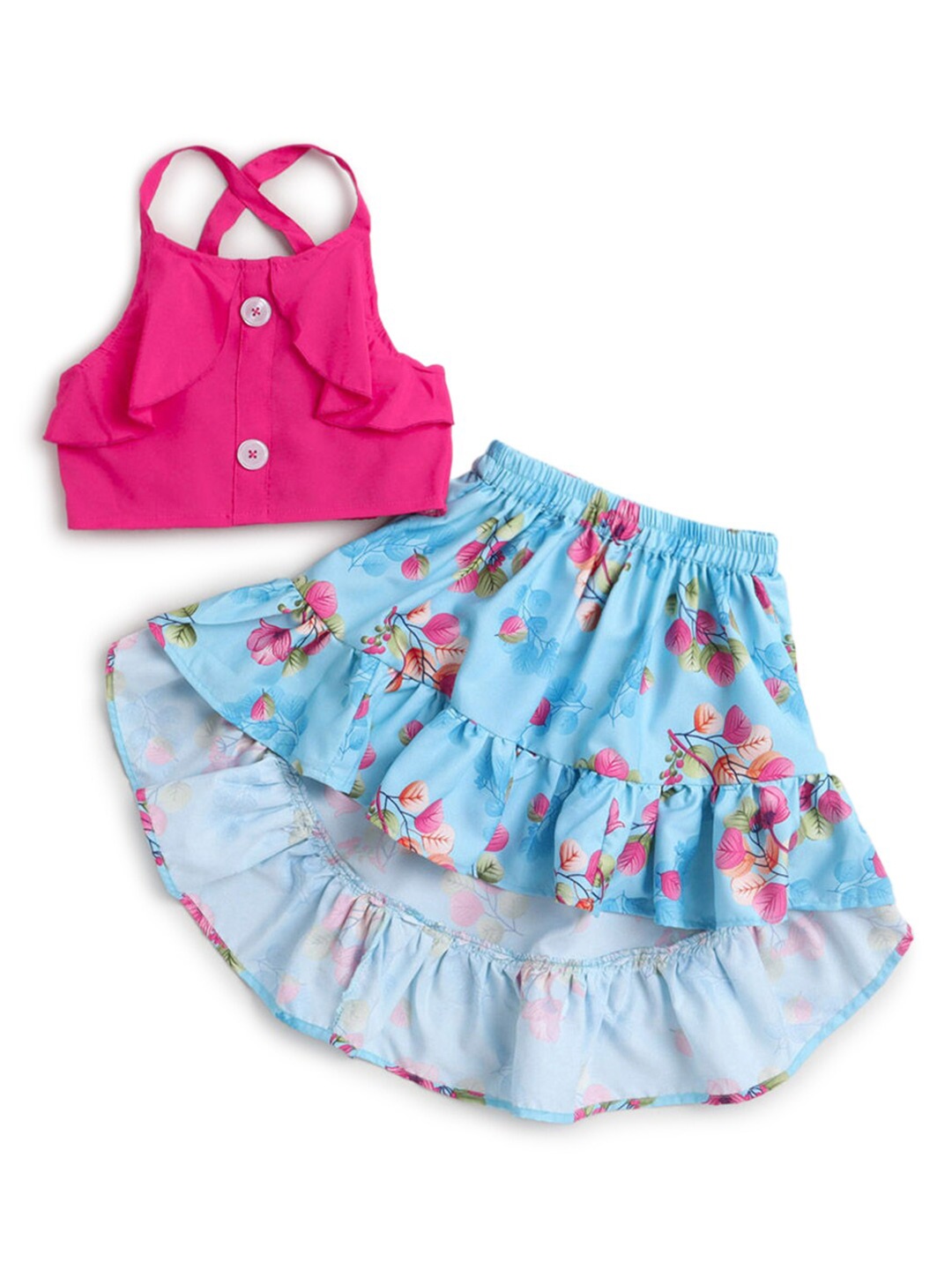 

Hopscotch Girls Blue & Pink Top with Skirt