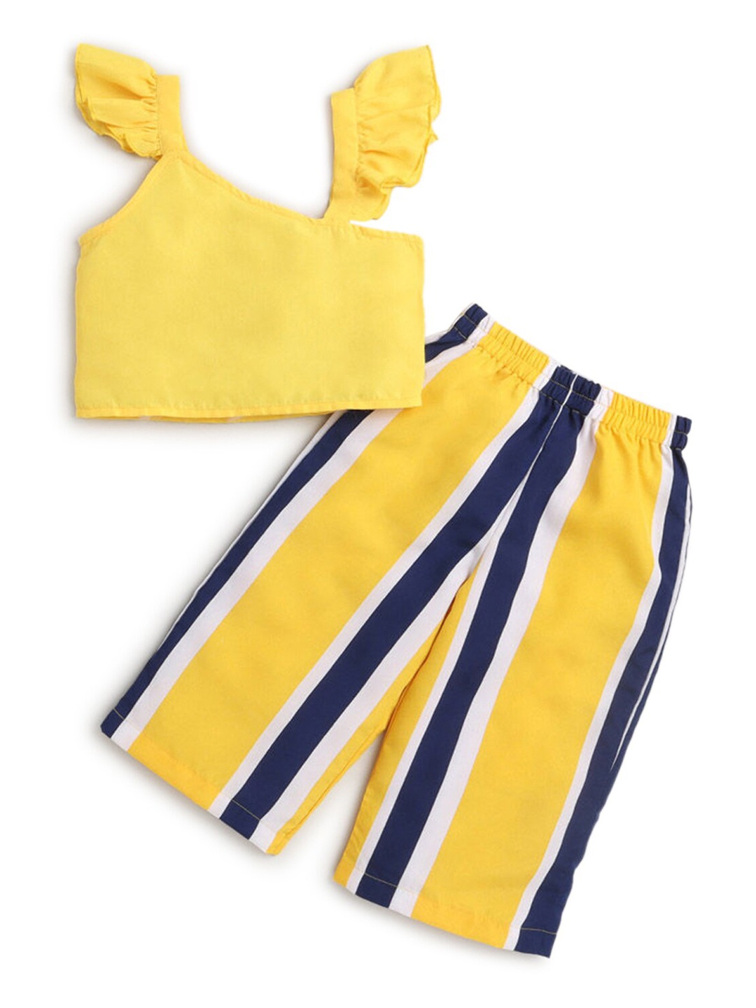 

Hopscotch Girls Yellow & Blue Pure Cotton Top with Trousers